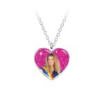 K3 ketting roze glitterhart Julia zilver