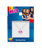 K3 ketting roze glitterhart K3 logo zilver - Afbeelding 2