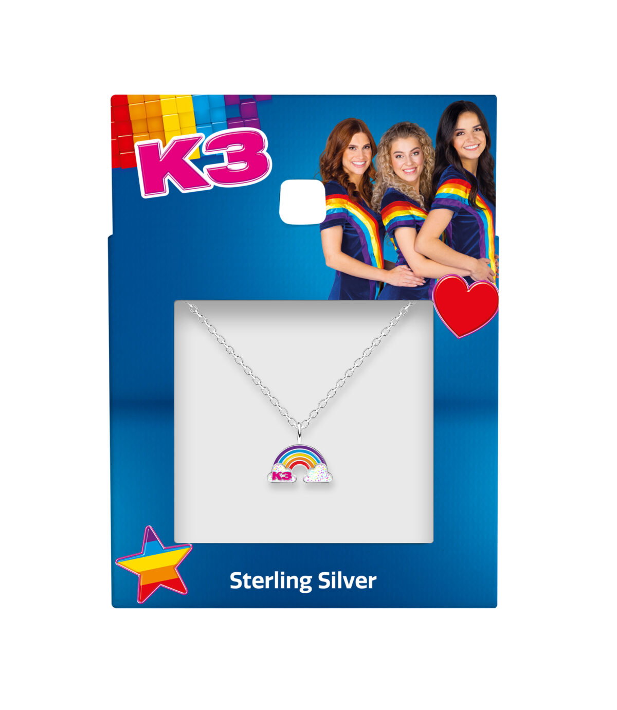 K3 ketting regenboog glitterwolkjes K3 logo zilver - Afbeelding 2