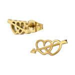 Gold plated stainless steel 2 hartjes met pijl oorbellen