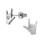 Zilveren stainless steel rock-on gebaar oorbellen