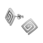 Zilveren stainless steel vierkanten spiraal oorbellen