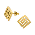 Gold plated stainless steel vierkant spiraal oorbellen