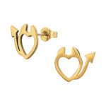 Gold plated stainless steel  duivelshart oorbellen