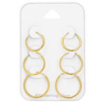 Zilveren oorringen 12-14-16 MM oorbellen gold plated