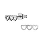 Zilveren stainless steel 3 hartjes oorbellen