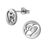 Zilveren stainless steel poot in hartje oorbellen