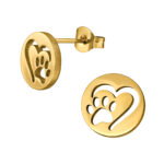 Gold plated stainless steel poot in hartje oorbellen