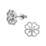 Zilveren stainless steel klavertje vier oorbellen