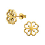 Gold plated stainless steel klavertje vier oorbellen