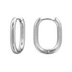 Zilveren stainless steel  ovale 23mm Huggie Hoops