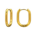 Gold plated stainless steel ovale 23mm Huggie Hoops