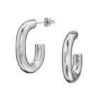 Zilveren stainless steel half open ring oorbellen
