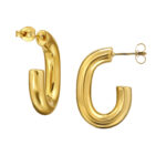 Gold plated stainless steel half open ring oorbellen - Afbeelding 2
