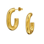 Gold plated stainless steel half open ring oorbellen