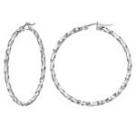 Zilveren stainless steel  40MM twisted oorringen met french lock