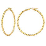 Gold plated stainless steel 40MM twisted oorrringen met french lock