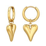 Gold plated stainless steel oorringen met hangend hartje