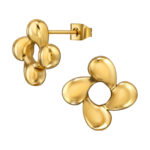 Gold plated stainless steel  bloem oorbellen