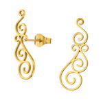 Gold plated stainless steel swirl oorbellen