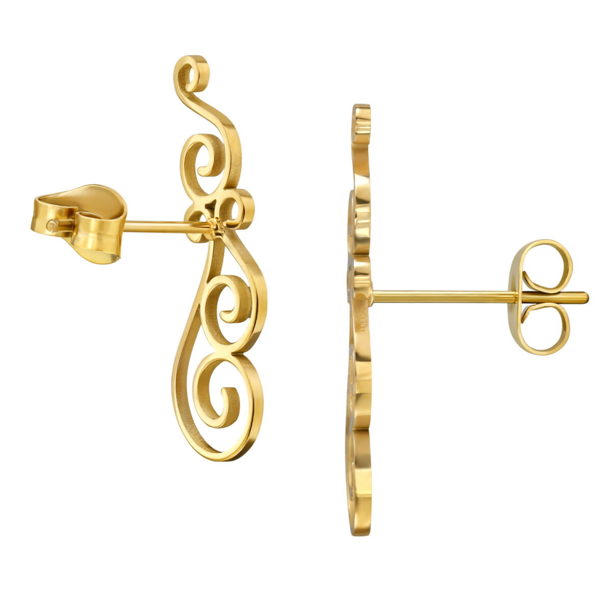 Gold plated stainless steel swirl oorbellen - Afbeelding 2