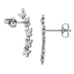 Zilveren stainless steel vlinders oorbellen - Afbeelding 2