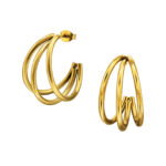 Gold plated stainless steel 3 gebogen lijnen oorbellen