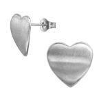Zilveren stainless steel gebogen hartje oorbellen
