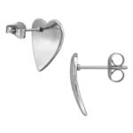 Zilveren stainless steel gebogen hartje oorbellen - Afbeelding 2