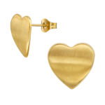 Gold plated stainless steel gebogen hartje oorbellen