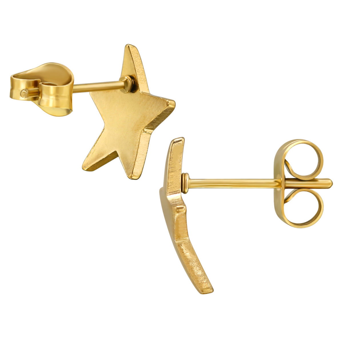 Gold plated stainless steel  gebogen ster oorbellen - Afbeelding 2