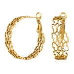 Gold plated stainless steel 30MM oorringen met vlinders