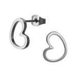 Zilveren stainless steel open hartje oorbellen