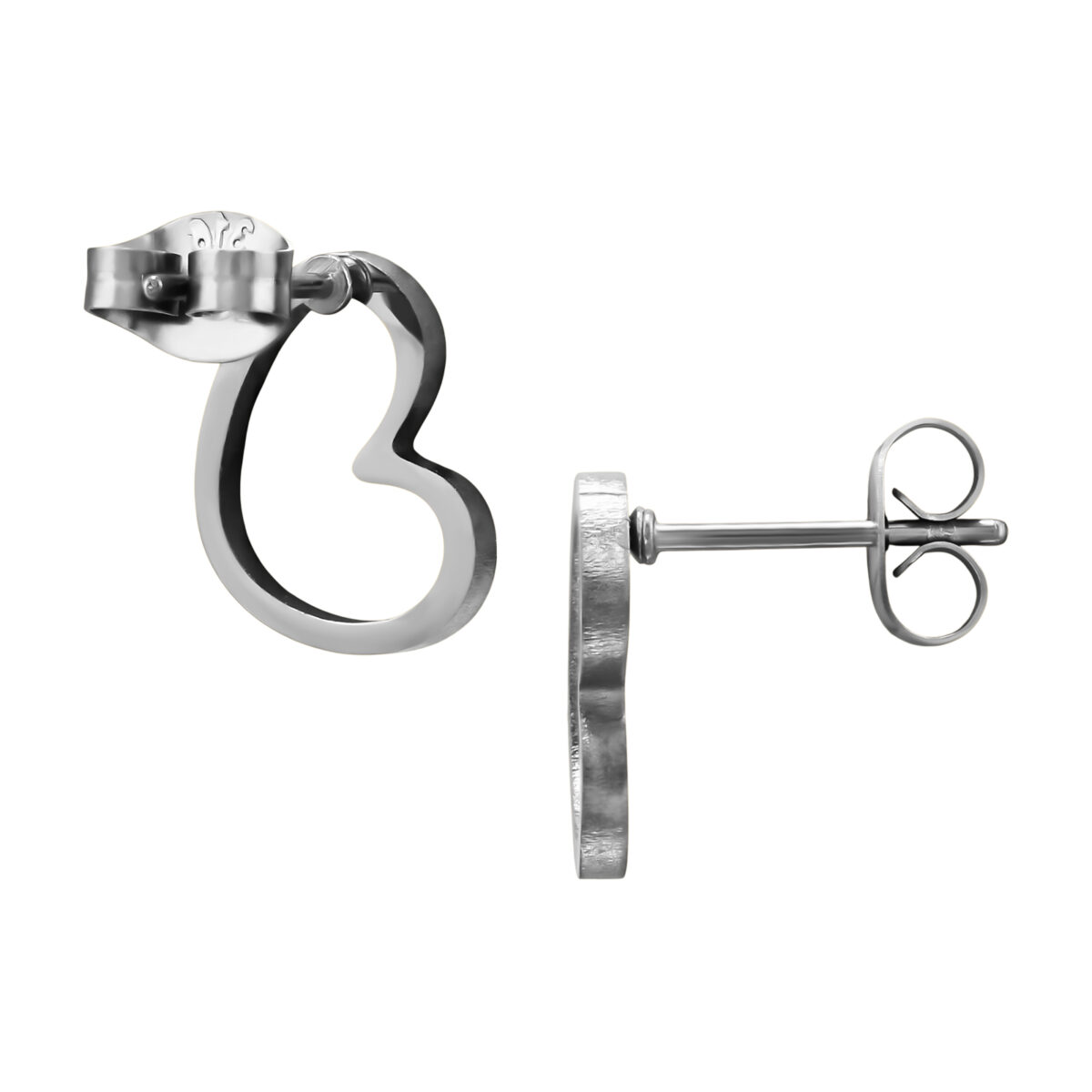 Zilveren stainless steel open hartje oorbellen - Afbeelding 2