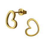 Goldplated stainless steel open hartje oorbellen
