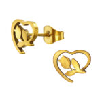 Gold plated stainless steel open hartje met tulp oorbellen