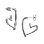 Zilveren stainless steel hangend open hart oorbellen - Afbeelding 2