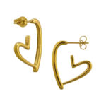 Gold plated stainless steel hangend open hart oorbellen - Afbeelding 2